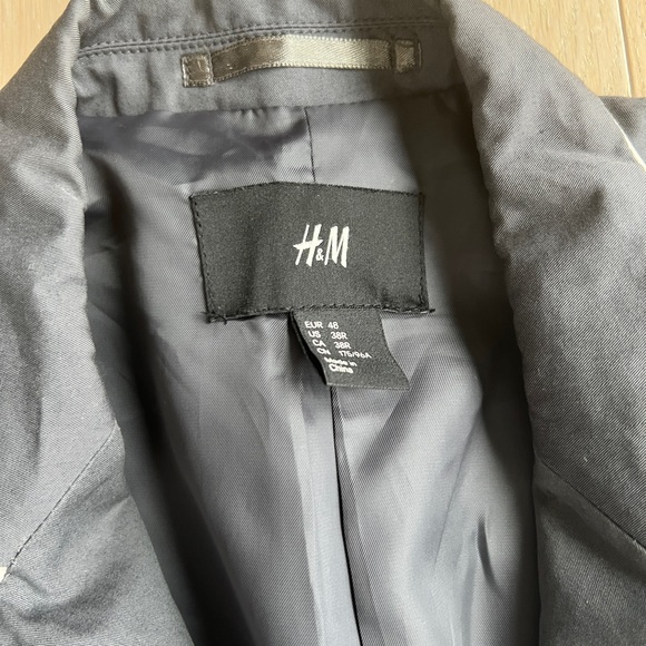 H&M Gray Blazer with White Piping - Picture 2 of 2